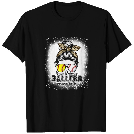 Sport Baseball Bleached Mom of Both Baseball Softball Busy Raising Ballers T-Shirts