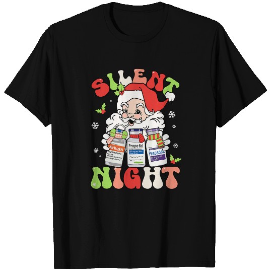 Silent Night Christmas nurses Santa Helpers Anesthesiologist T-Shirts