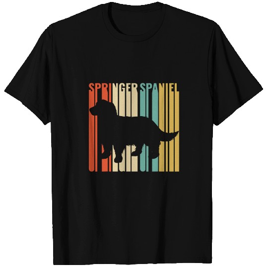English Springer Spaniel Pet Retro 1970s Dog Silhouette T-Shirts