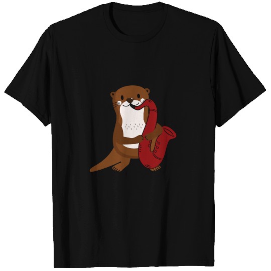Funny Saxophone Otters Funny Sea Otter Playing Saxophone T-Shirts