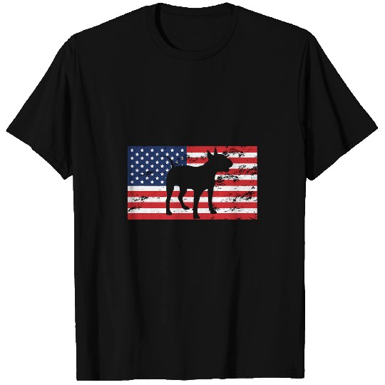 Bull Terrier Pet Vintage USA Flag 4th Of July Bull Terrier T-Shirts