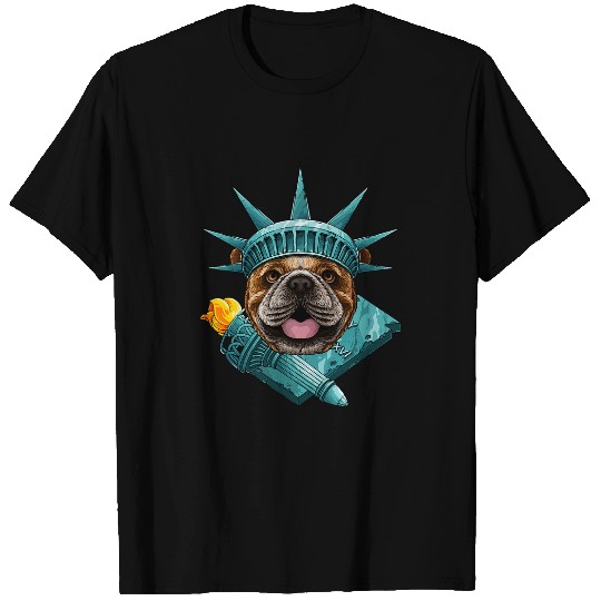English Bulldog Pet Statue Of Liberty Bulldog 4th Of July Dog USA America T-Shirts