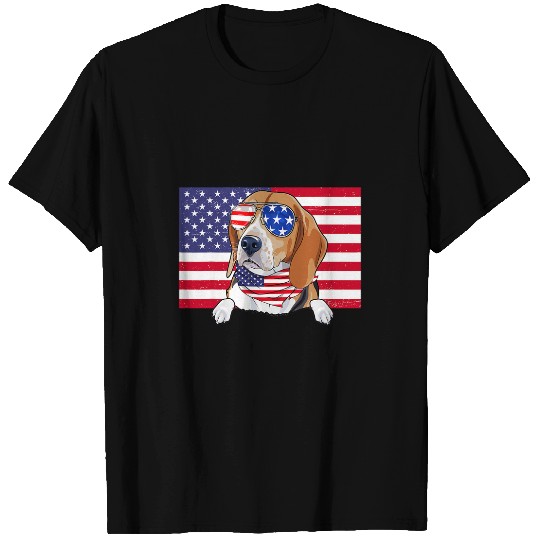Beagle Pet Vintage American Flag 4th of July Beagle Dad Mom T-Shirts