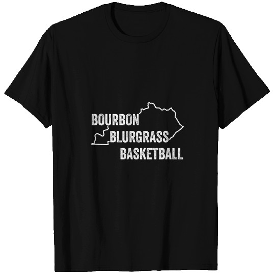 Funny Basketball Kentucky Bourbon Bluegrass Basketball State Line Silhouette T-Shirts