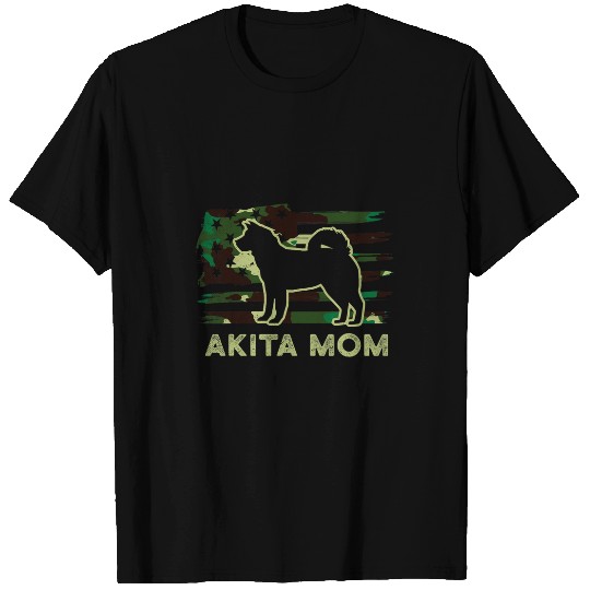 Akita Pet Camouflage American Flag Akita Mom Gift Dog Pet Owner Mother Dog T-Shirts