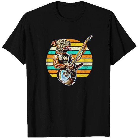 Funny Guitar Bully Dog Electric Guitar Sunset Musician Guitar Players Pitbull Dog T-Shirts
