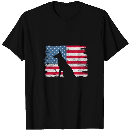 German Shepherd Pet American Flag USA 4th of July Men Women Kids T-Shirts