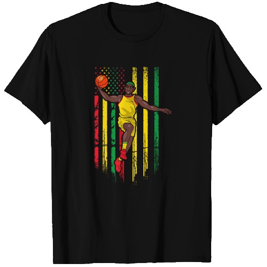 Sport Basketball vintages Juneteenth melanin Basketball black American Flag T-Shirts