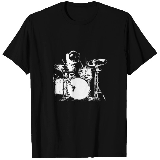 Funny Drummer Astronauts Space Drummer Drumming on the Moon Drummer T-Shirts