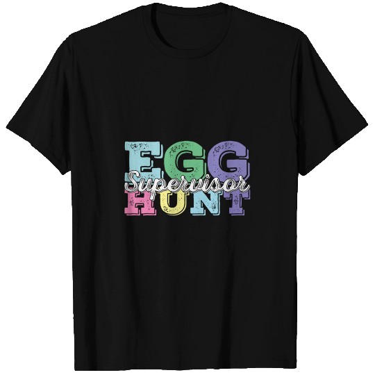 Egg Hunt Supervisor Mom Dad Retro Easter Egg Hunting Party T-Shirts