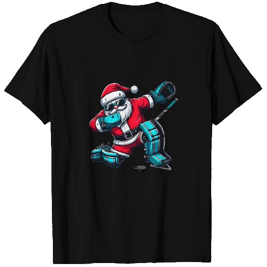 Sport Hockey Santa Dabbings Hockey Goalie Goalkeeper Goaltender Christmas T-Shirts