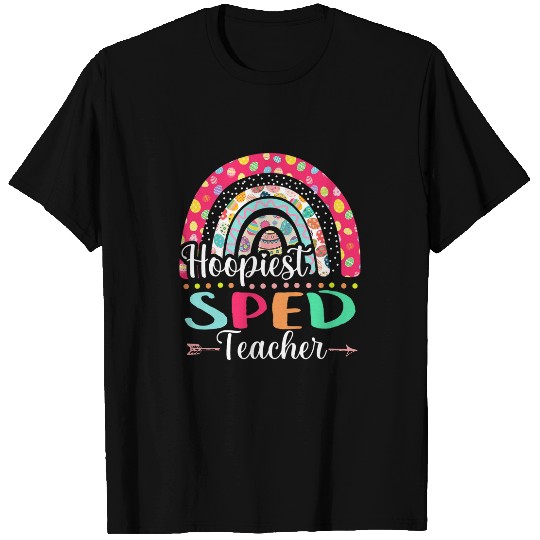 Hoopiest SPED Teacher Polka Dot Boho Rainbow Happy Easter T-Shirts