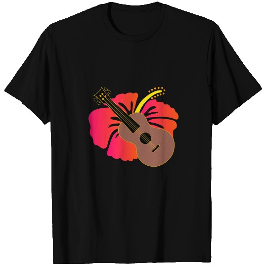 Funny Ukulele Hawaiian Flower Hibiscus and Ukulele Music T-Shirts
