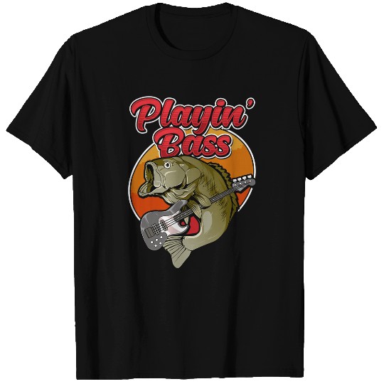 Funny Guitar Funny Playin Bass Guitar Player Tee Bass Fish Fishing Guitarist T-Shirts