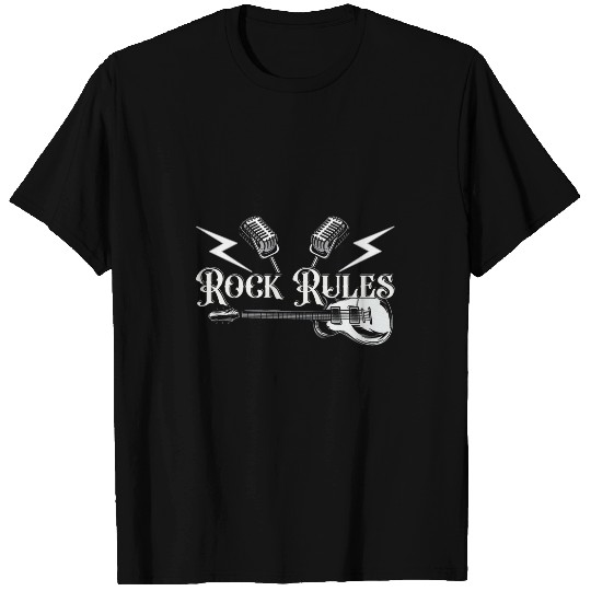 Funny Guitar Vintage Retro 80s Music Guitar Rock Rules 21 T-Shirts