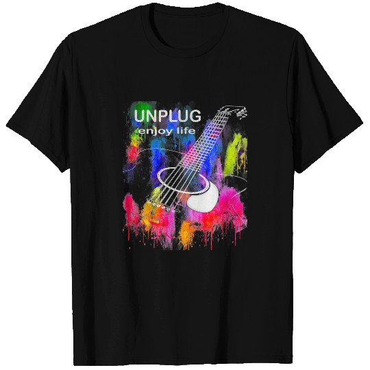 Funny Guitar Acoustic Guitar Unplug Enjoy Life Guitarist T-Shirts