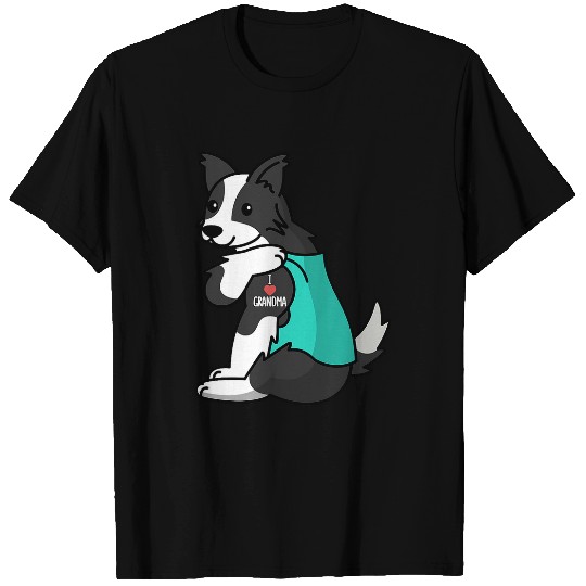 Border Collie Pet I Love Grandma Tattoo Border Collie Grandmother T-Shirts