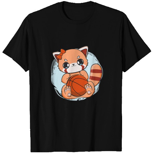 Funny Basketball Pandas Red Panda With Basketball Streetball Team Sport Dunk T-Shirts