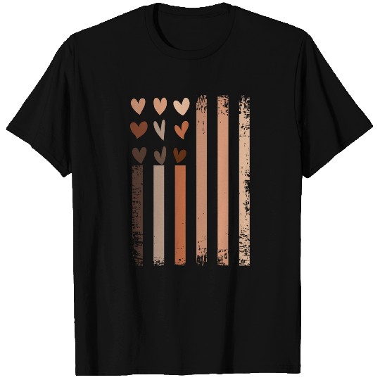 Black History Month USA flag Skin Tone Hearts Melanin gift T-Shirts