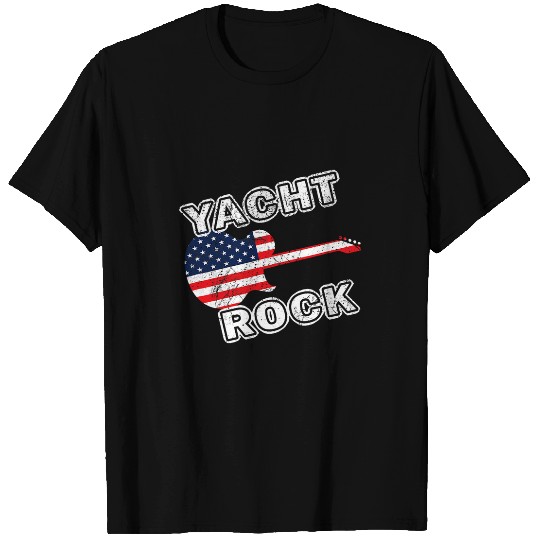 Funny Guitar Yacht Rock Tee Guitar Music Party Boat Drinking Fun Vintage T-Shirts