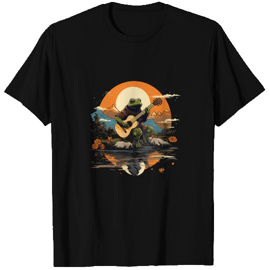 Funny Guitar Mountain Lake Acoustic Guitar Toad T-Shirts