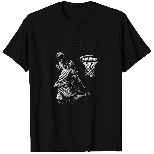 Sport Basketball He is Rizzin Funny Easter Jesus Playing Basketball Christian 8 T-Shirts