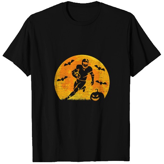 Sport American Football Halloween Football Gridiron Bats Full Moon Pumpkin Vintage T-Shirts