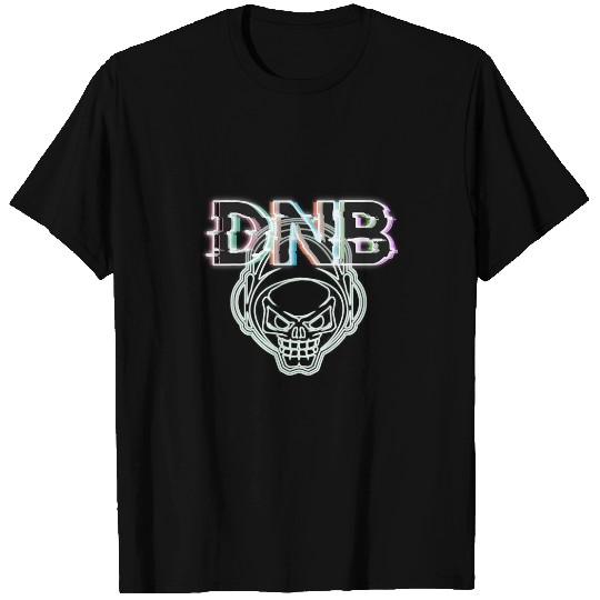 Funny Drummer and Bass Anaglyph Rave DnB Skull Music T-Shirts