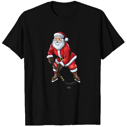 Sport Hockey Santa Ice Hockey Christmas xmass Pajama Boys Girls Kids T-Shirts