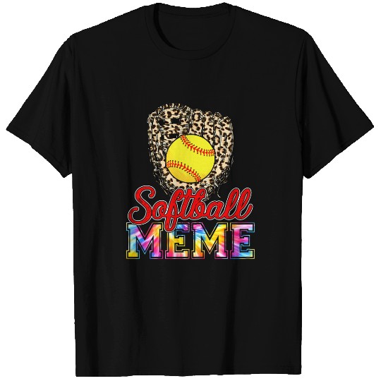 Sport Baseball Cute Tie Dye Softball Meme Leopard Baseball Mothers Day T-Shirts