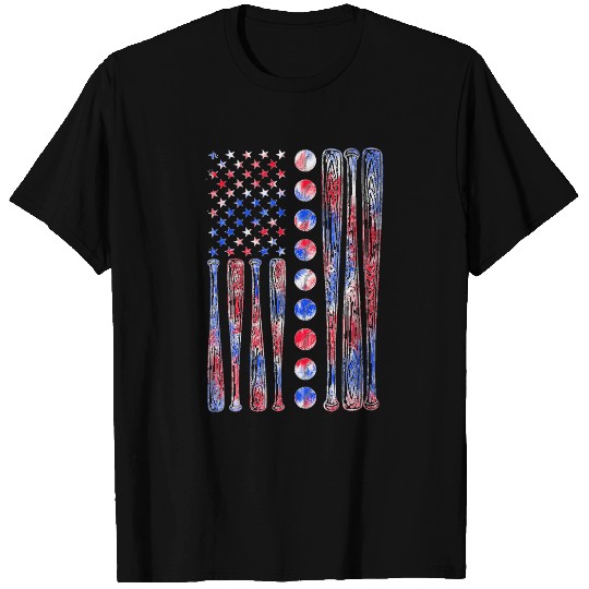 Sport Baseball American Flag Baseball Red White Blue 4th of July Boys Men 0 T-Shirts