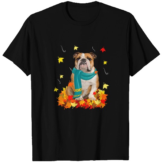 English Bulldog Pet Fun English Bulldog Thanksgiving Autumn Dog Lover 222 T-Shirts