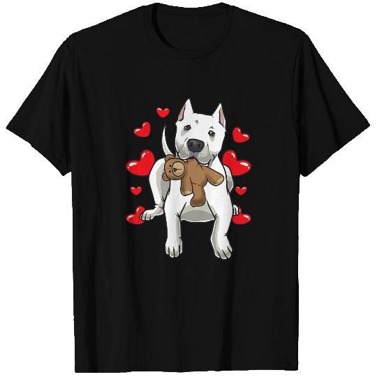 Dogo Argentino Pet Dog With Stuffed Animal And Hearts T-Shirts