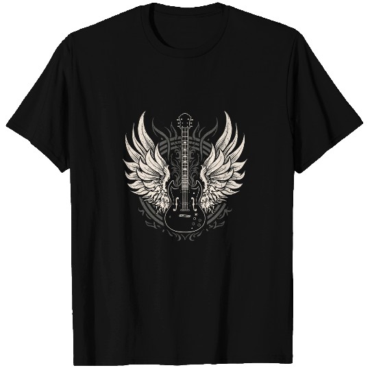 Funny Guitar Wings vintages Retro 80s Rock Roll Guitarist T-Shirts