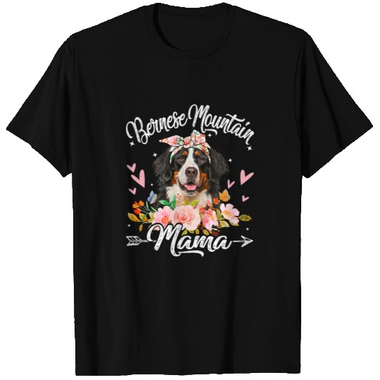 Bernese Mountain Pet Cute Bernese Mountain Mama Dog Mom Flowers Mothers Day T-Shirts