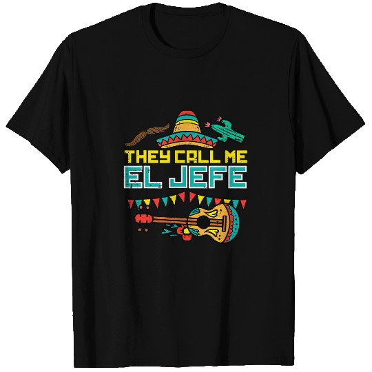 Funny Guitar They Call Me El Jefe Guitar Cinco De Mayo Music Boys Men Guitarist T-Shirts
