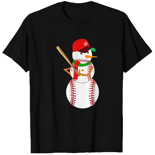Sport Baseball Snowman with Baseball Bat Christmas Men Women Kids 8 T-Shirts