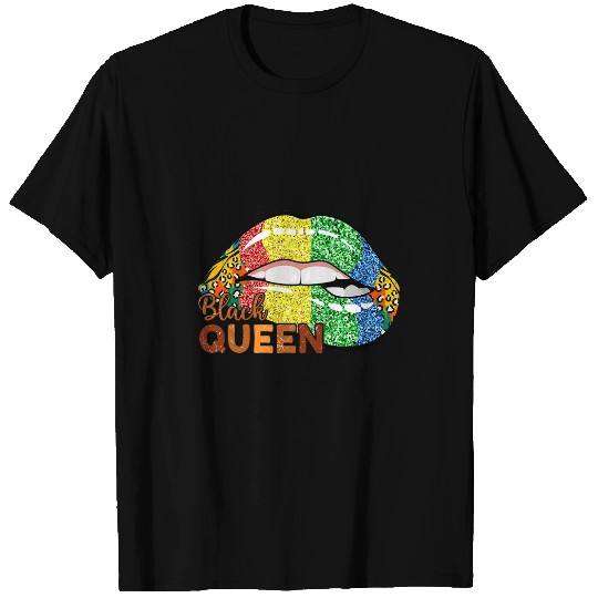 Black Queen Melanin Lips African Leopard Pride Black History T-Shirts