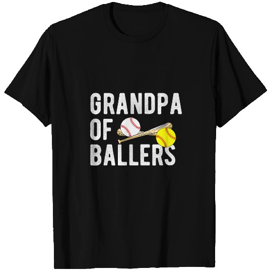 Sport Baseball Grandpa Of Ballers Funny Baseball Softball Fathers Day 2 T-Shirts