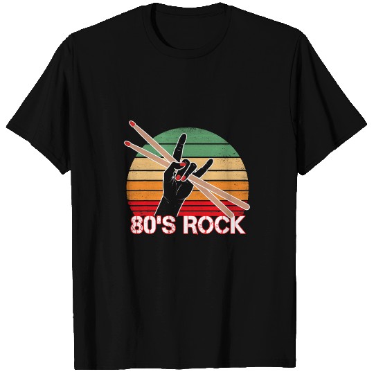 Funny Drummer Vintage Retro 80s Rock Band Drum Stick Gifts Drum Music T-Shirts