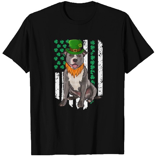 Bull Terrier Pet Stafford Bull Terrier St Patricks Day Irish American Flag T-Shirts
