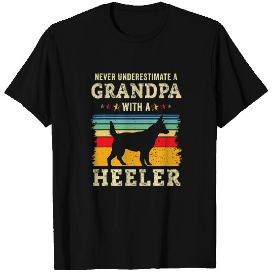 Heeler Pet Funny Red Blue Heeler Cattle Dog Grandpa Humor Grandfather T-Shirts