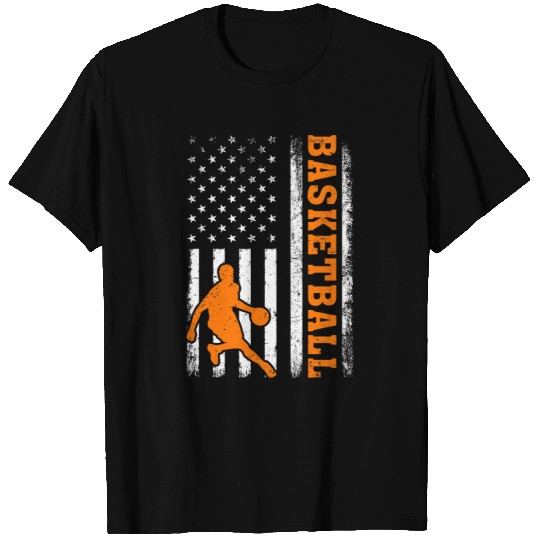 Funny Basketball Retro American Flag Basketball 4th Of July 1 T-Shirts