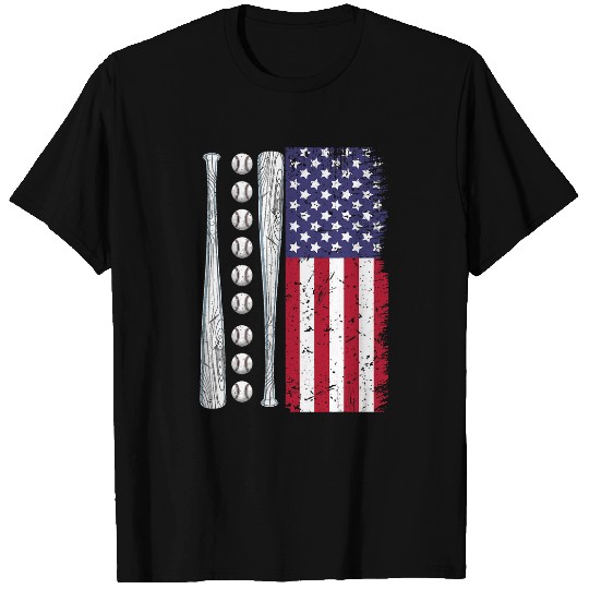 Sport Baseball American USA Flag 4th of July Patriotic T-Shirts