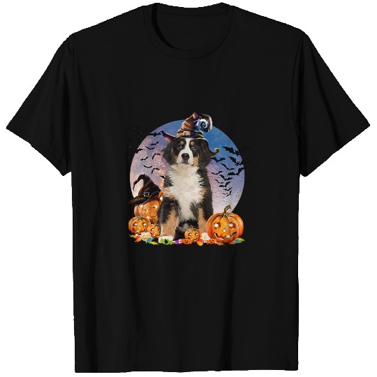 Bernese Mountain Pet Dog Halloween Bernese Mountain Jack O Lantern Pumpkin Moon 70 T-Shirts