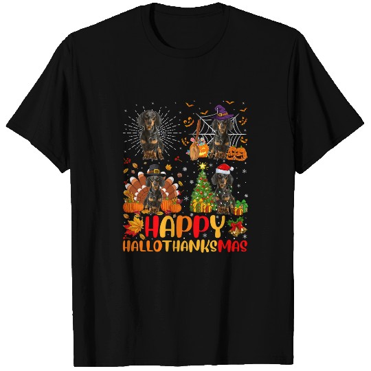 Dachshund Pet Halloween Christmas Funny Hallothanksmas T-Shirts