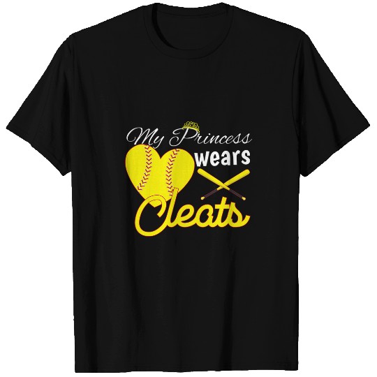Sport Baseball My Princess Wears Cleats Softball Dad Mom Baseball Player 1 T-Shirts