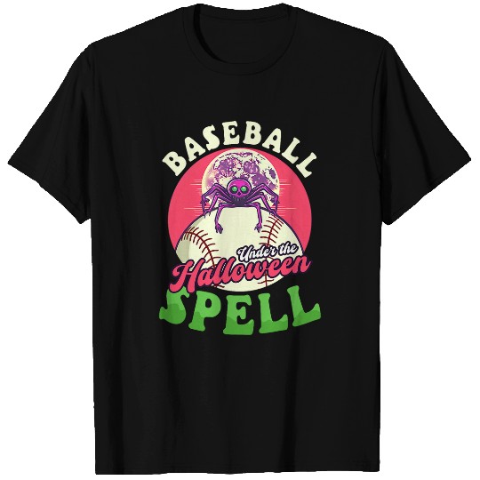 Sport Baseball Under Halloween Spell Spider Design Baseball Halloween T-Shirts