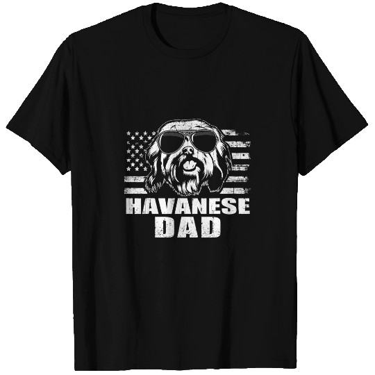 Havanese Pet Mens Havanese Dad Cool vintages Retro Proud American T-Shirts