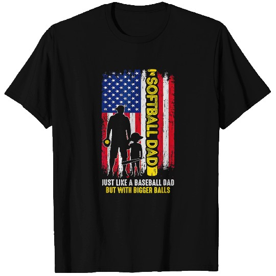 Sport Baseball Softball Dad Like A Baseball Dad USA Flag Fathers Day T-Shirts
